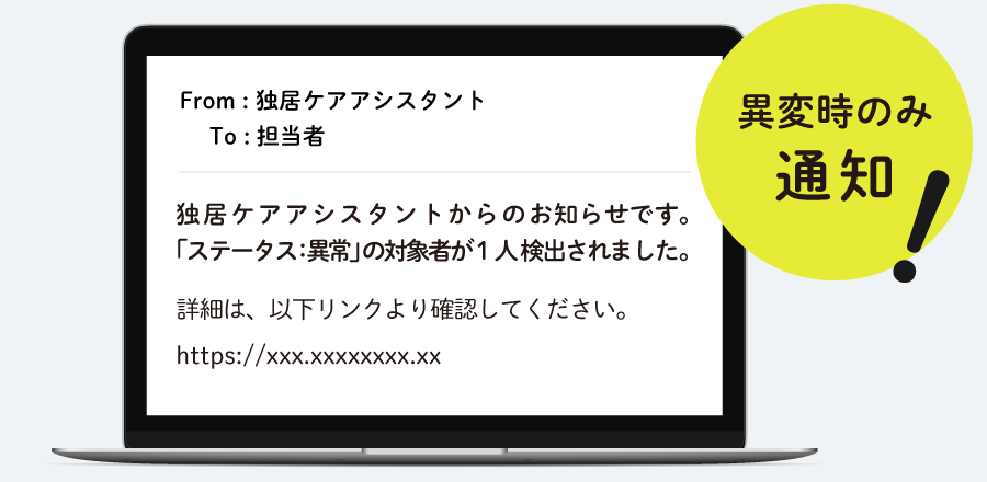 異変時のみメールでお知らせします。