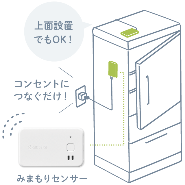 みまもりセンサーを冷蔵庫に設置