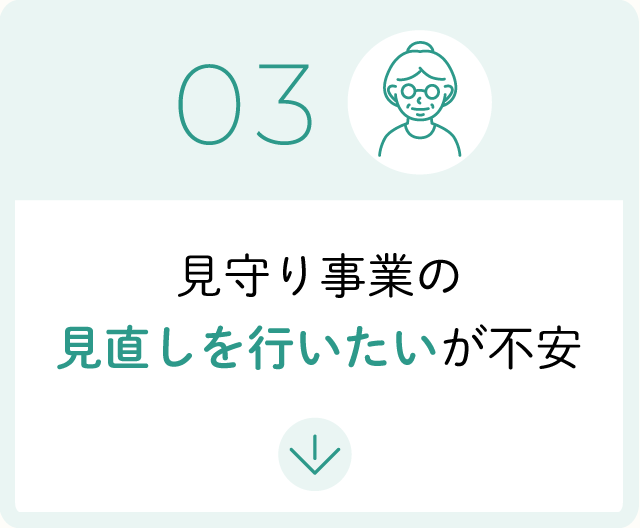 03 見守り事業の見直しを行いたいが不安