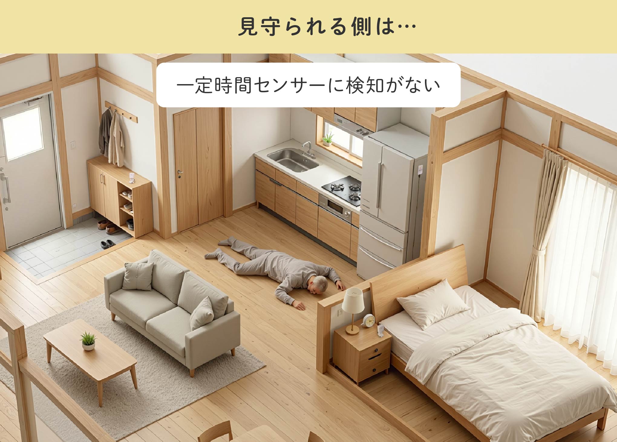 見守られる側は… 一定時間センサーに検知がない